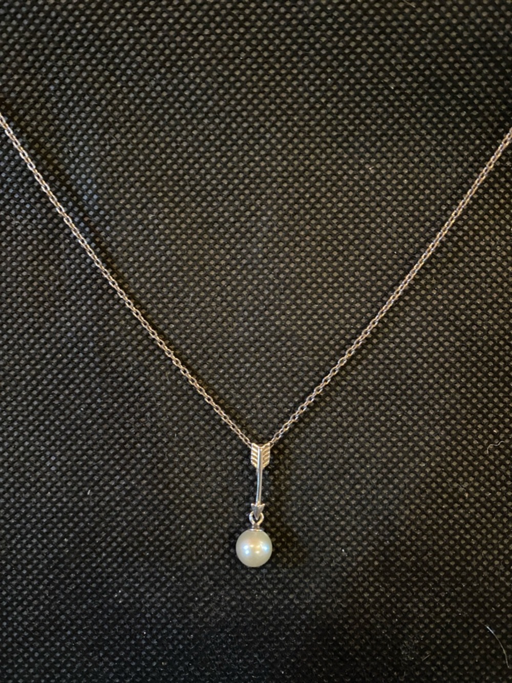 Arrow Pearl Drop Necklace - White Pearl on Sterling Silver Chain